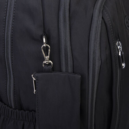  Nas Bag Unisex  Büyük Boy Hafif  Çok Gözlü Okul Sırt Çantası (en :30 cm boy:44 cm) Siyah