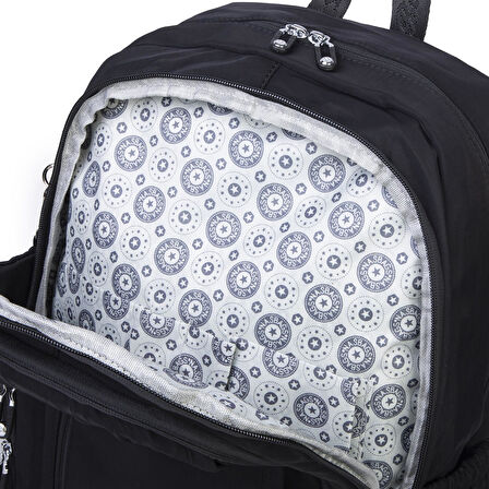  Nas Bag Unisex  Büyük Boy Hafif  Çok Gözlü Okul Sırt Çantası (en :30 cm boy:44 cm) Siyah