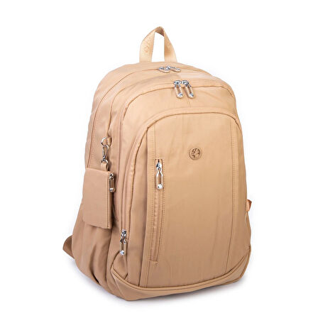  Nas Bag Unisex  Büyük Boy Hafif  Çok Gözlü Okul Sırt Çantası (en :30 cm boy:44 cm) Kum