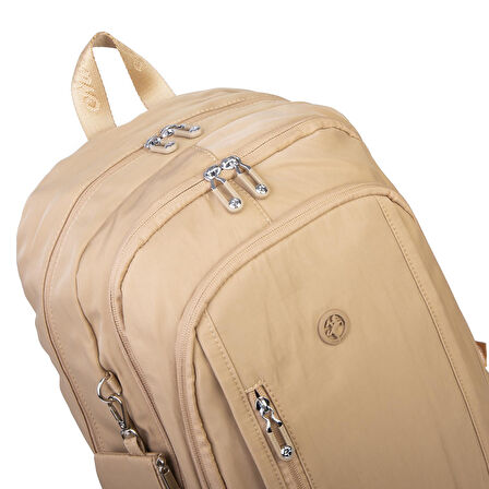  Nas Bag Unisex  Büyük Boy Hafif  Çok Gözlü Okul Sırt Çantası (en :30 cm boy:44 cm) Kum