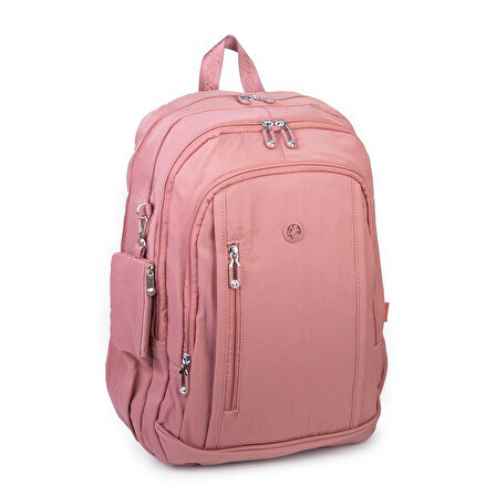  Nas Bag Unisex  Büyük Boy Hafif  Çok Gözlü Okul Sırt Çantası (en :30 cm boy:44 cm) Gül Kurusu
