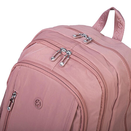  Nas Bag Unisex  Büyük Boy Hafif  Çok Gözlü Okul Sırt Çantası (en :30 cm boy:44 cm) Gül Kurusu