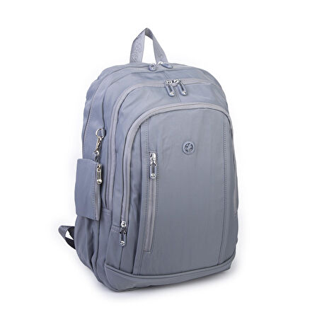  Nas Bag Unisex  Büyük Boy Hafif  Çok Gözlü Okul Sırt Çantası (en :30 cm boy:44 cm) Gri