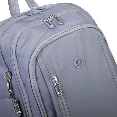  Nas Bag Unisex  Büyük Boy Hafif  Çok Gözlü Okul Sırt Çantası (en :30 cm boy:44 cm) Gri