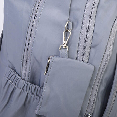  Nas Bag Unisex  Büyük Boy Hafif  Çok Gözlü Okul Sırt Çantası (en :30 cm boy:44 cm) Gri