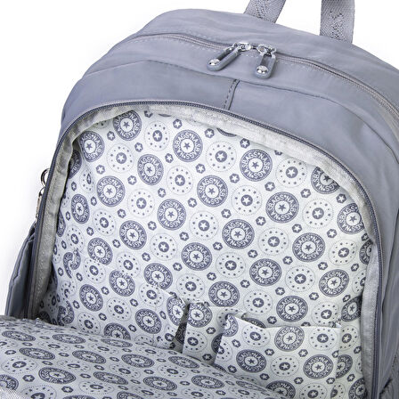  Nas Bag Unisex Büyük Boy Hafif Çok Gözlü Sırt Çantası Gri