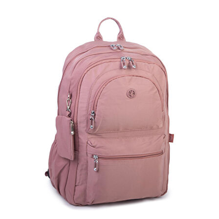  Nas Bag Unisex Büyük Boy Hafif Çok Gözlü Sırt Çantası Gül Kurusu