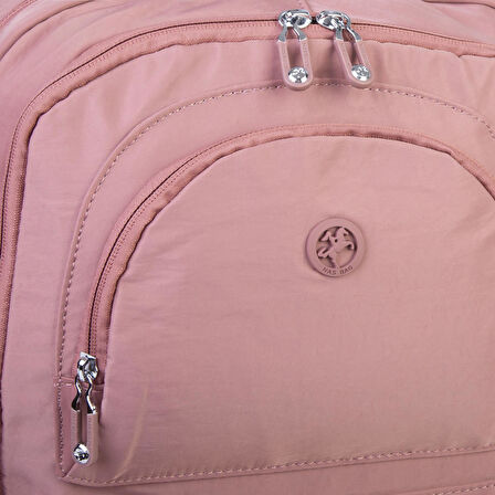  Nas Bag Unisex Büyük Boy Hafif Çok Gözlü Sırt Çantası Gül Kurusu