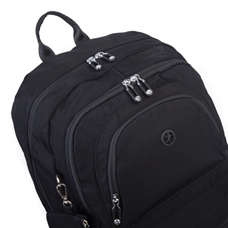  Nas Bag Unisex Büyük Boy Hafif Çok Gözlü Sırt Çantası Siyah