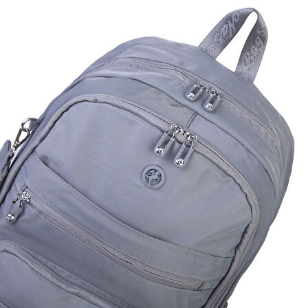 Nas Bag Unisex Büyük Boy Çok Gözlü Hafif Sırt Çantası Gri