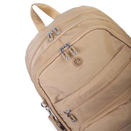 Nas Bag Unisex Büyük Boy Çok Gözlü Hafif Sırt Çantası Kum