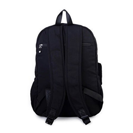 Nas Bag Unisex Büyük Boy Çok Gözlü Hafif Sırt Çantası Siyah