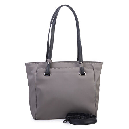  Nas Bag Kadın  Büyük Boy Omuz Çantası Gri Siyah Buzzy