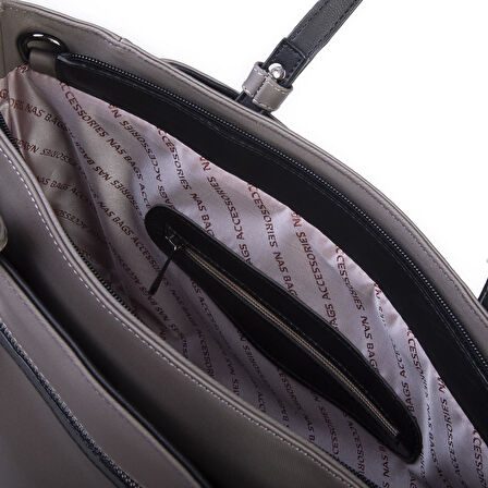  Nas Bag Kadın  Büyük Boy Omuz Çantası Gri Siyah Buzzy