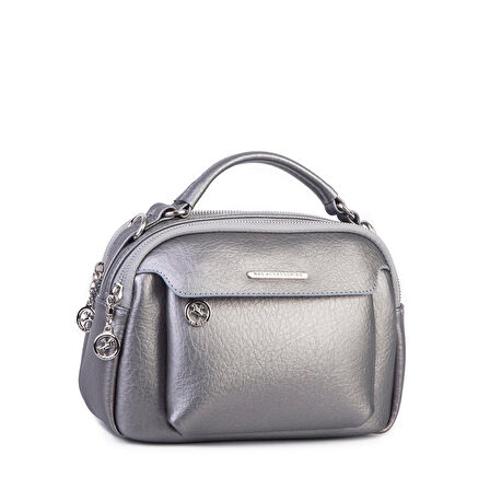 Nas Bag Kadın Çok Gözlü Mini El ve Çapraz Çanta Gri  Victoria