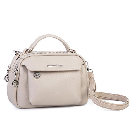 Nas Bag Kadın Çok Gözlü Mini El ve Çapraz Çanta Kum Lopez