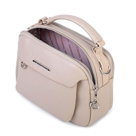 Nas Bag Kadın Çok Gözlü Mini El ve Çapraz Çanta Kum Lopez