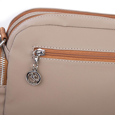 Nas Bag Kadın Mini Çok Gözlü Spor Şık Çanta ( en :25 cm , boy: 16 cm ) Vizon Taba Buzzy