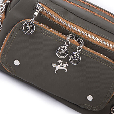 Nas Bag Kadın Mini Çok Gözlü Spor Şık Çanta ( en :25 cm , boy: 16 cm ) Yeşil  Taba Buzzy