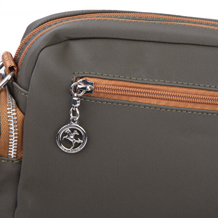 Nas Bag Kadın Mini Çok Gözlü Spor Şık Çanta ( en :25 cm , boy: 16 cm ) Yeşil  Taba Buzzy