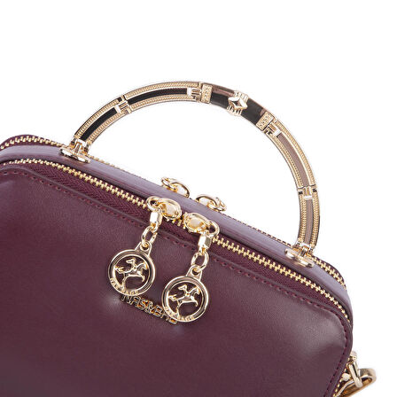 Nas Bag Kadın Mini El ve Çapraz Çanta Bordo (en :18 cm  boy:10 cm) 