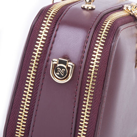 Nas Bag Kadın Mini El ve Çapraz Çanta Bordo (en :18 cm  boy:10 cm) 