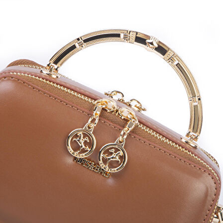 Nas Bag Kadın Mini El ve Çapraz Çanta Taba (en :18 cm  boy:10 cm) 