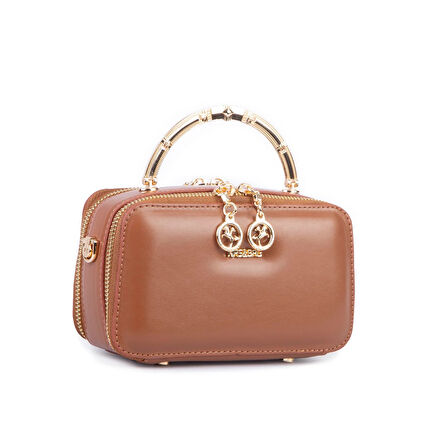 Nas Bag Kadın Mini El ve Çapraz Çanta Taba (en :18 cm  boy:10 cm) 