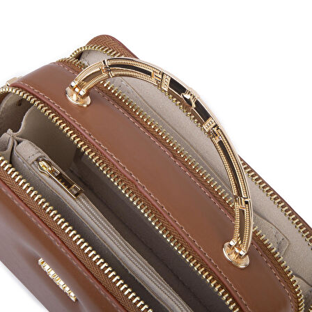 Nas Bag Kadın Mini El ve Çapraz Çanta Taba (en :18 cm  boy:10 cm) 