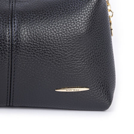 Nas Bag Kadın Mini Omuz ve Çapraz Çanta Örgülü Askılı (en: 23 cm , boy: 14 cm) Siyah Lopez