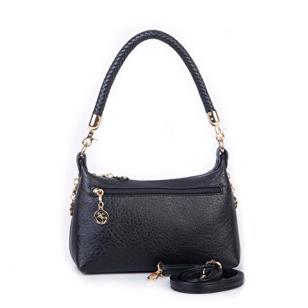 Nas Bag Kadın Mini Omuz ve Çapraz Çanta Örgülü Askılı (en: 23 cm , boy: 14 cm) Siyah Victoria