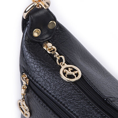 Nas Bag Kadın Mini Omuz ve Çapraz Çanta Örgülü Askılı (en: 23 cm , boy: 14 cm) Siyah Victoria