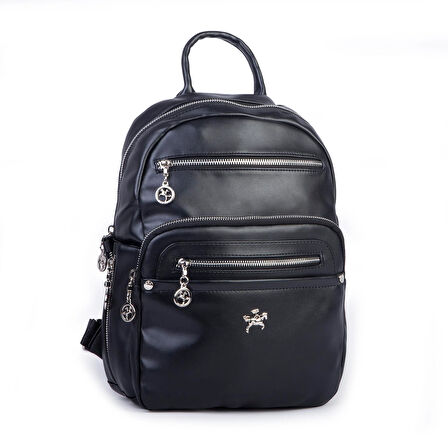 Nas Bag Kadın Çok Gözlü Sırt Çantası Siyah Nero