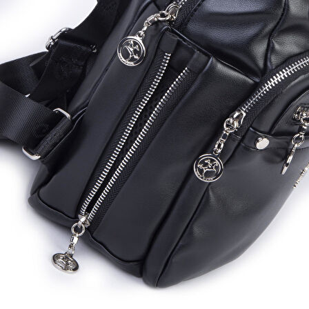 Nas Bag Kadın Çok Gözlü Sırt Çantası Siyah Nero