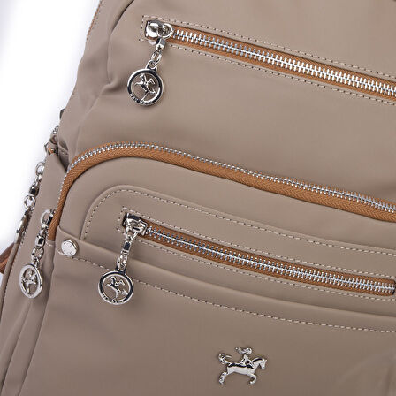 Nas Bag Kadın Çok Gözlü Sırt Çantası Vizon Taba  Buzzy