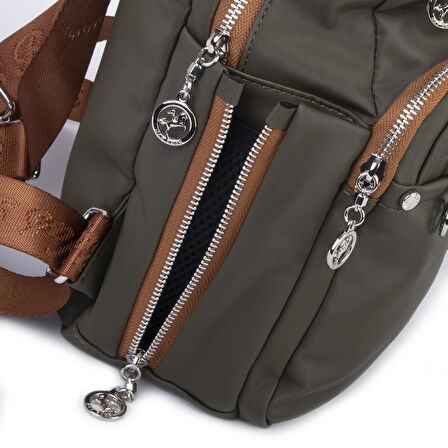 Nas Bag Kadın Çok Gözlü Sırt Çantası Yeşil Taba  Buzzy