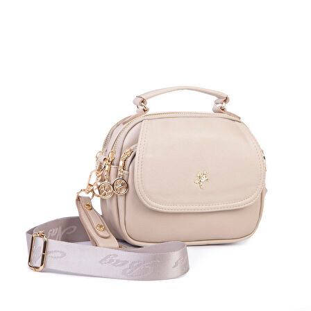 Nas Bag Kadın Mini Çok Gözlü El ve Çapraz Çanta Kum