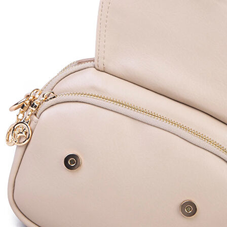 Nas Bag Kadın Mini Çok Gözlü El ve Çapraz Çanta Kum