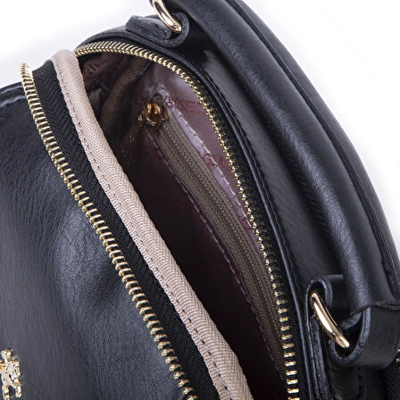 Nas Bag Kadın Mini Çok Gözlü El ve Çapraz Çanta Siyah