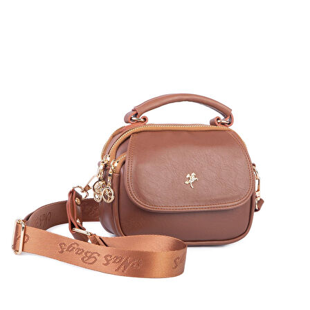 Nas Bag Kadın Mini Çok Gözlü El ve Çapraz Çanta Taba