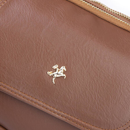 Nas Bag Kadın Mini Çok Gözlü El ve Çapraz Çanta Taba