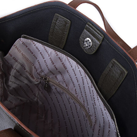  Nas Bag Kadın  Büyük Boy Omuz Çantası Çapraz Askılı Haki Taba Victoria 