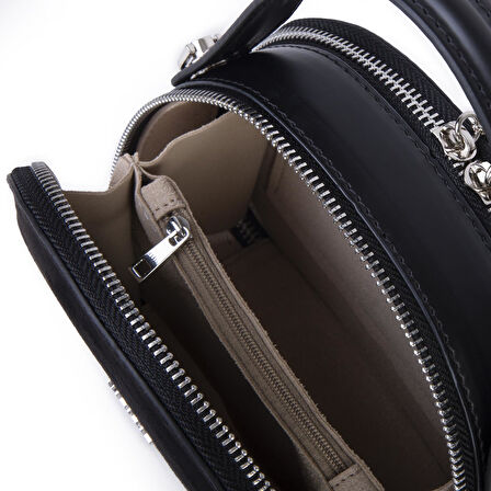 Nas Bag Mini Kadın El ve Çapraz Çanta (17x17 cm) Siyah  Süet