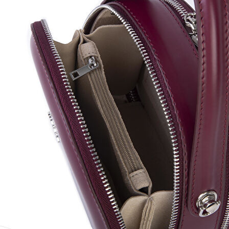 Nas Bag Mini Kadın El ve Çapraz Çanta (17x17 cm) Bordo 