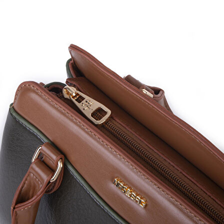 Nas Bag Şık  Kadın Midi El ve Omuz Çanrası Haki  Taba Victoria