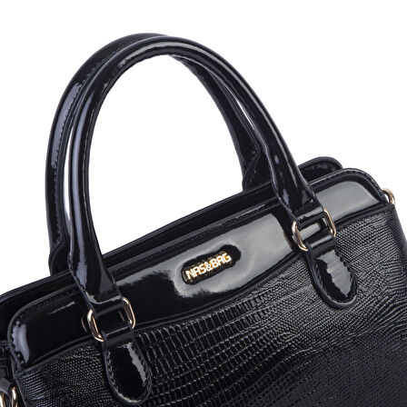 Nas Bag Şık  Kadın Midi El ve Omuz Çanrası Siyah Lazer