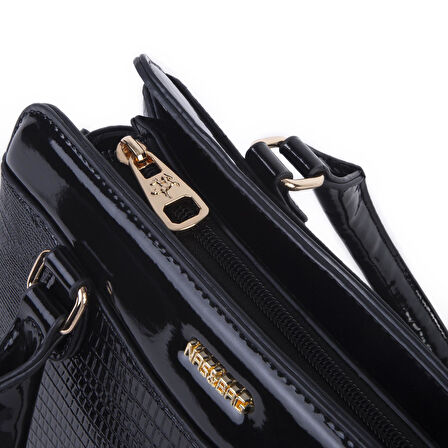 Nas Bag Şık  Kadın Midi El ve Omuz Çanrası Siyah Lazer