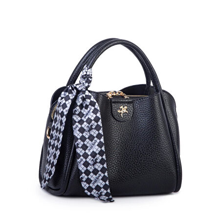 Nas Bag Fularlı Mini Boy El ve Çapraz Çanta Siyah  Lopez