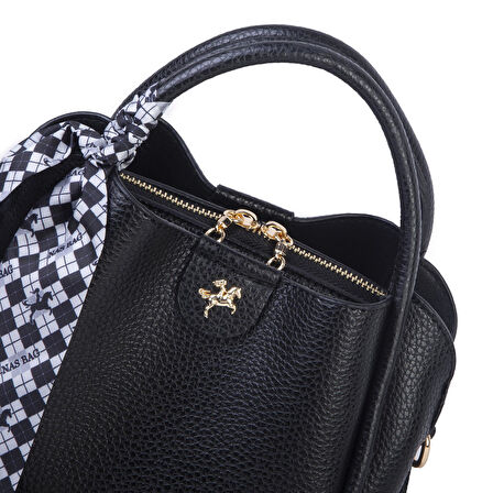Nas Bag Fularlı Mini Boy El ve Çapraz Çanta Siyah  Lopez