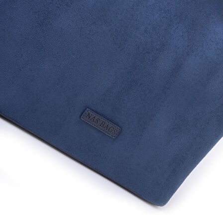  Nas Bag Hafif  Kadın  Büyük Boy Omuz Çantası Lacivert  Süet